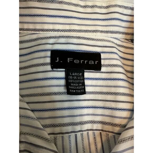 J Ferrari Button Down Shirt Men's Large, Short Sleeve summer multi color Stripes - Picture 8 of 8